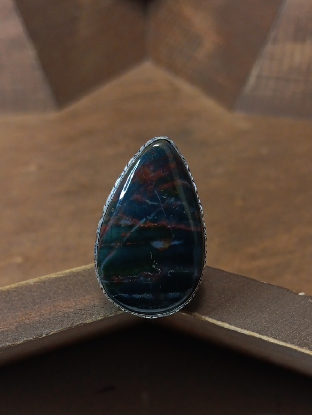 Teardrop Multicolor Bloodstone Ring - Women Jewelry